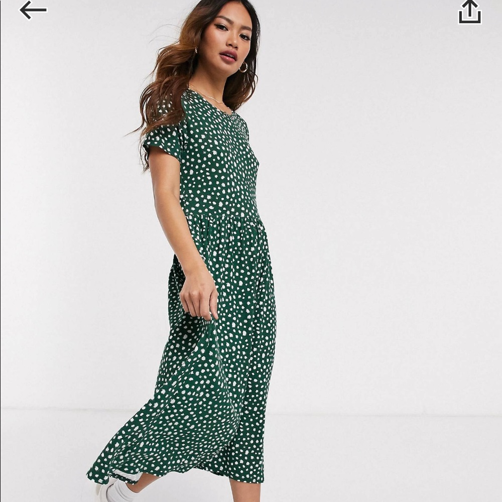 Green dotted midi dress 20
